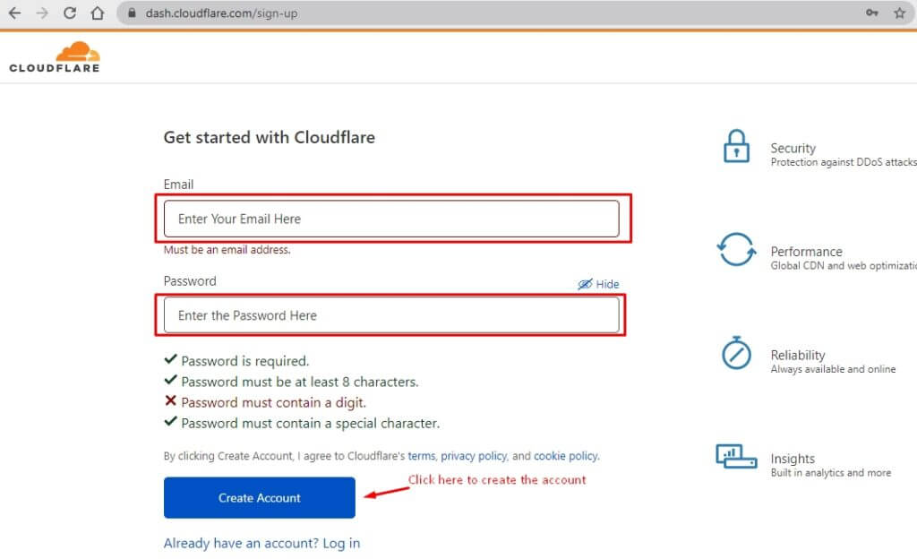 creating new cloudflare account
