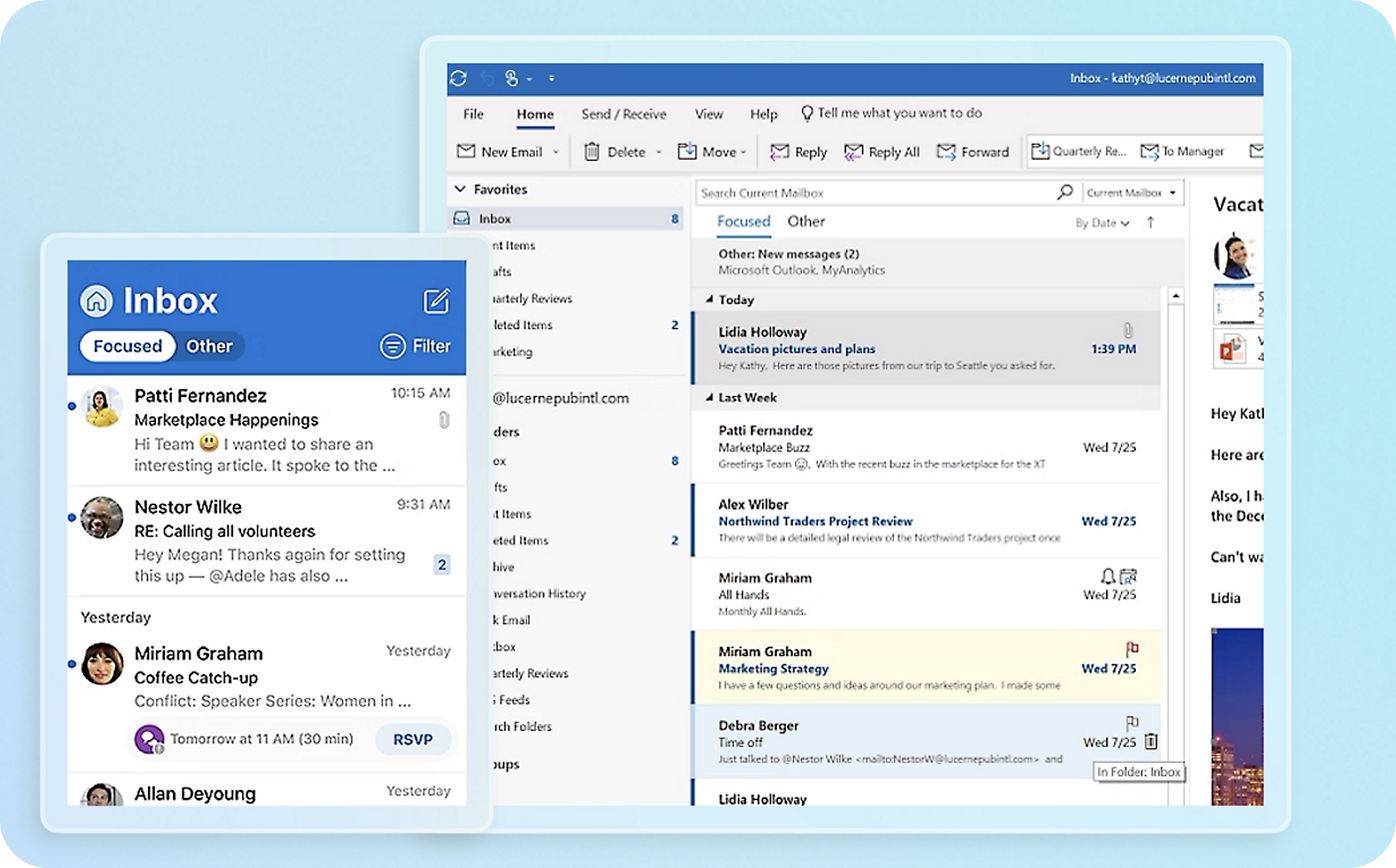 Custom email interface preview